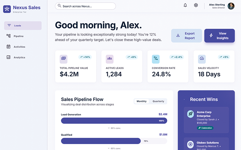 Placeholder preview of an internal business system dashboard